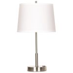 Englewood Single Table Lamp, Brushed Nickel/Pure White Linen Shade, 25Hx14W